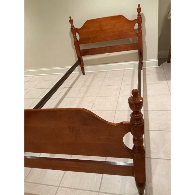 Vintage 1950’s Colonial or Early American Solid Maple Twin Bed With Turned Balusters For Sale - Image 9 of 12