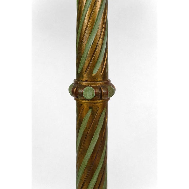Wood Floor Lamp in Gilded Carved Wood and Pearly Glass, 1890s For Sale - Image 7 of 18