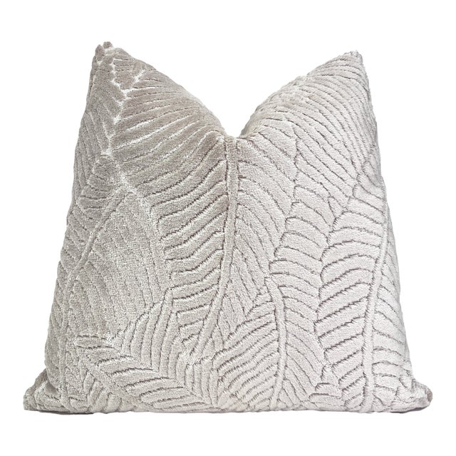 Vanilla Leaves 22x22 Velvet Throw Pillow With Feather Down Insert For Sale