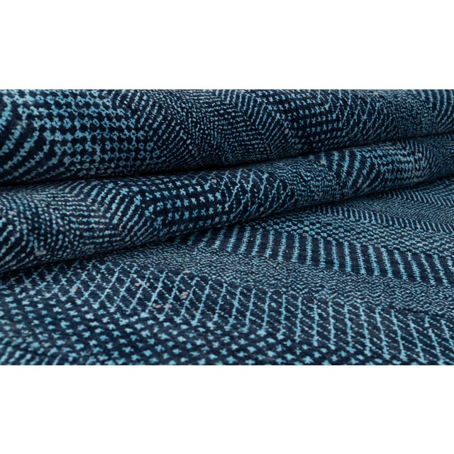 8' x 10' Savannah Hand Knotted Modern Navy Blue Wool & Silk Rug For Sale - Image 13 of 18