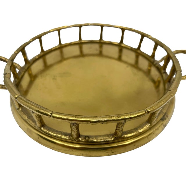 Vintage Small Faux Bamboo Brass Tray/ Catchall For Sale - Image 4 of 10
