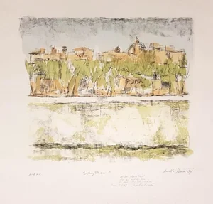 Lungotevere in Rome - Original Lithograph by D. Rossoni - 1969 1969