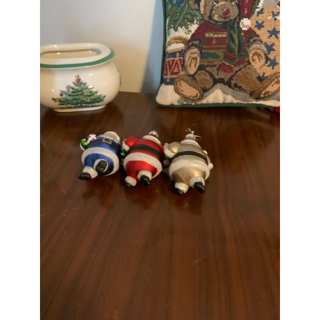 1990s Seasons of Cannon Falls Glass Waving Santa Ornaments - Set of 3 For Sale - Image 9 of 9