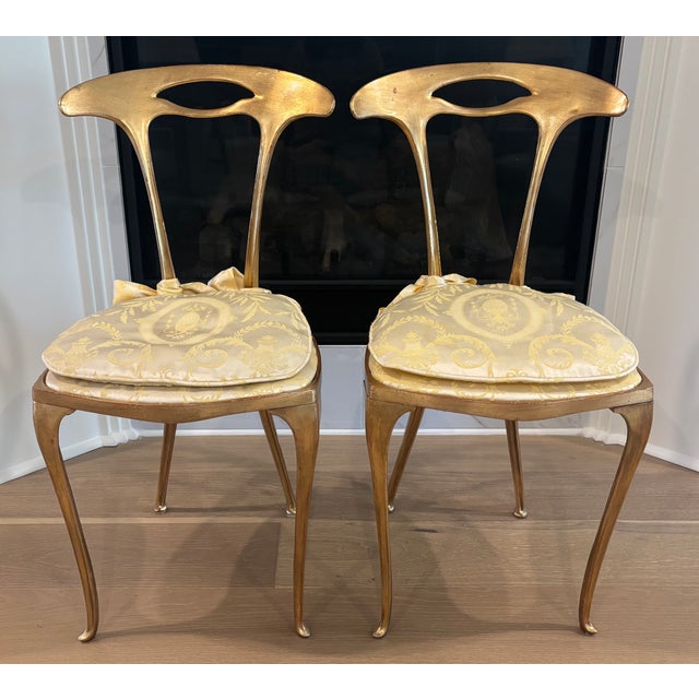 Gold Mid-Century Italian Palladio Gilt Metal Chairs - A Pair For Sale - Image 8 of 18