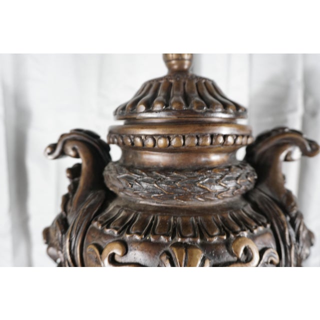 1960s Grand Neoclassical Lion Head Urn With Ring Handles For Sale - Image 5 of 9