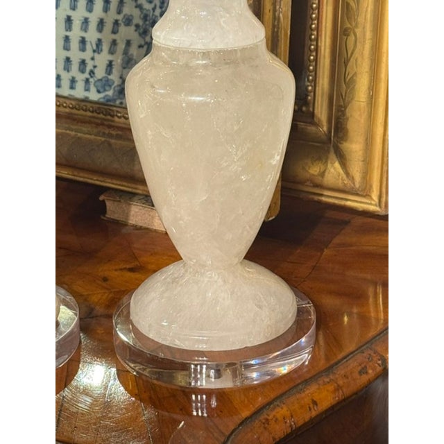 Early 21st Century Large Pair of Polished Rock Crystal Lamps For Sale - Image 5 of 8