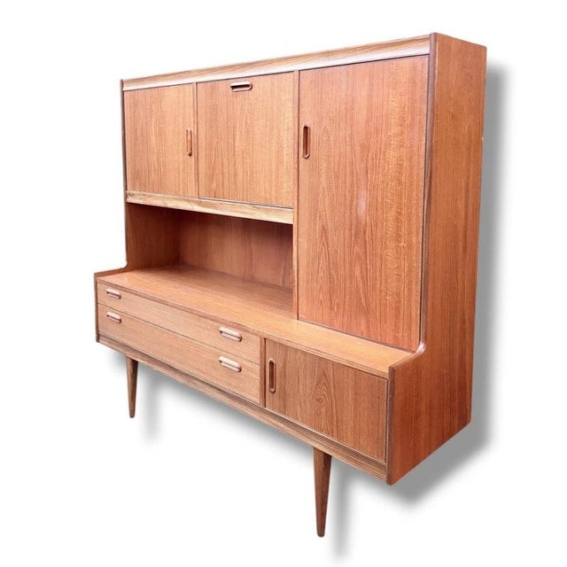Contemporary Mid-Century Teak Highboard with Integrated Handles from Alfred Cox For Sale - Image 3 of 10