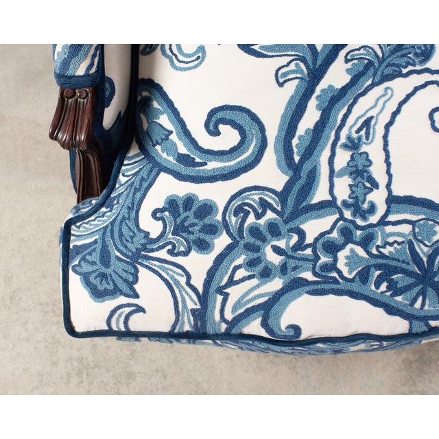 Louis XV Style Wingback Bergere Á Oreilles Crewel Work For Sale - Image 9 of 18