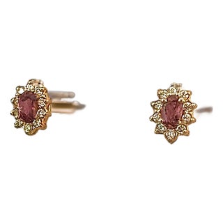 Natural Sapphire Diamond Stud Earrings 14k W Gold 0.90 TCW Certified For Sale