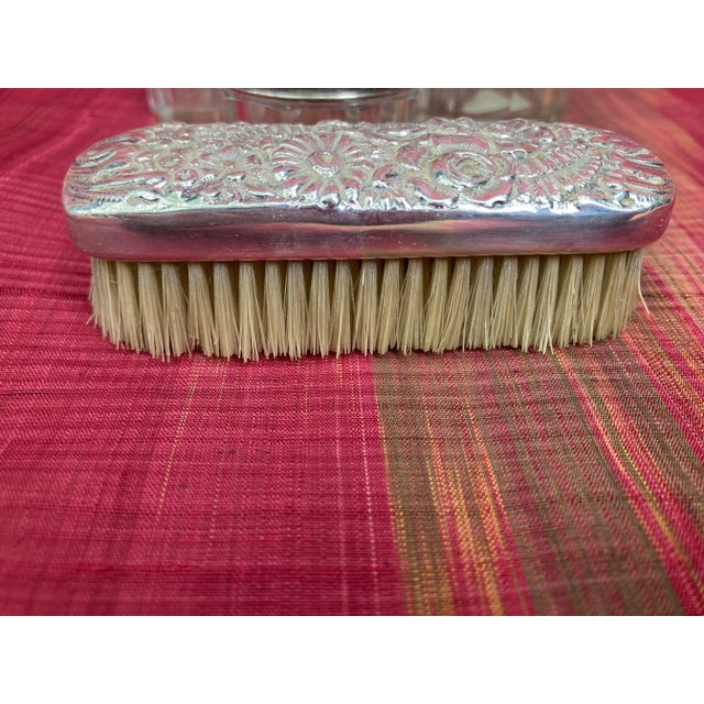 English Antique Sterling &Crystal Dresser Set For Sale - Image 3 of 13