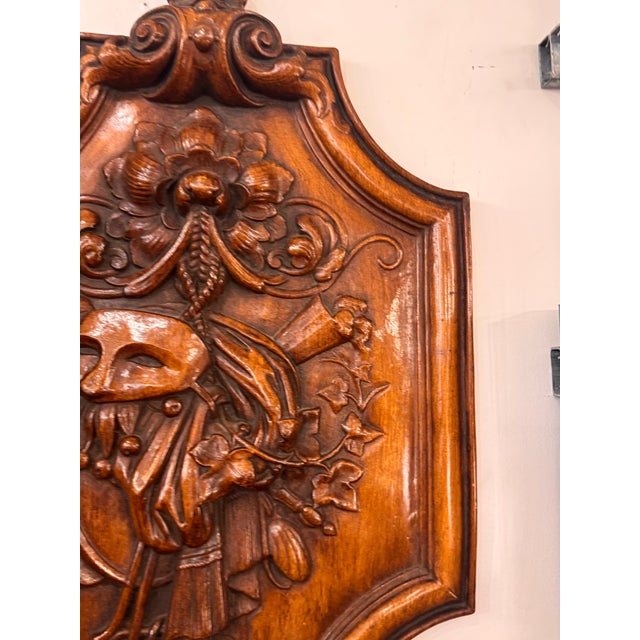 Antique Ceramic Masquerade Shield Wall Hanging For Sale - Image 4 of 12