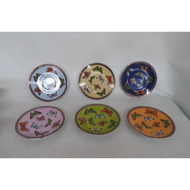 Classic Coffee and Tea Butterfly Espresso Tea Cups and Saucers Set of