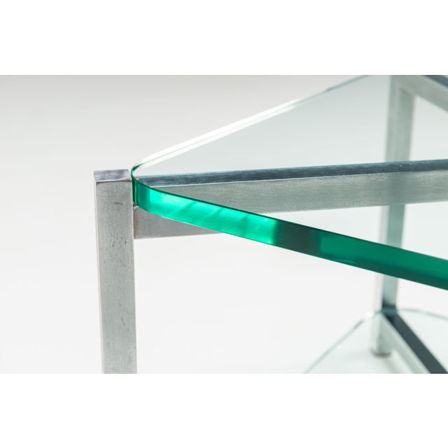 Two-Tier Glass Side Table with Aluminium Frame, 1970s For Sale - Image 12 of 13