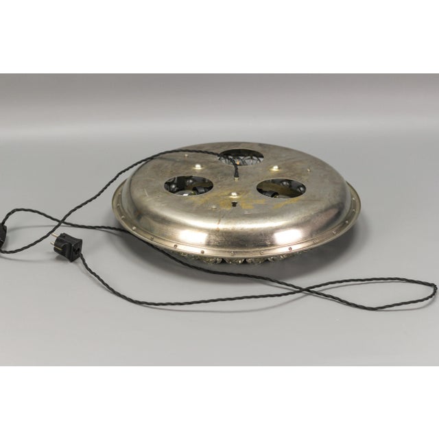 Round Mid-Century Modern Backlit Metal Wall Mirror with Crystal Glass Flowers For Sale - Image 16 of 18