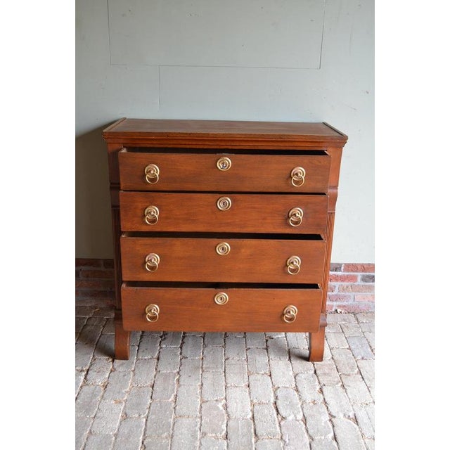 19th-century Dutch oak Empire-style chest of drawers, sideboard, or dresser. Height: 109 cm. Width: 102 cm. Depth: 49 cm....