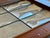 Vintage 70s Pair of Walnut and Convex Leaded Clear Glass Cabinet Doors For Sale - Image 13 of 18