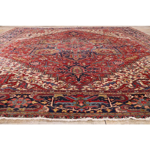 Late 19th Century Persian Heriz Rug, 12'00 X 14'00 For Sale - Image 9 of 10