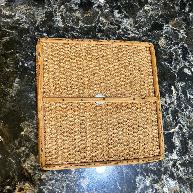 In the Style of Heywood and Wakefield, Victorian Wicker Stand With Lid, Rattan, Late 1880’s For Sale - Image 9 of 11