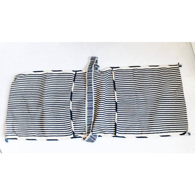 Early 20th Century Peruvian Hand-Woven Black and White Striped Wool Saddle Bag Large For Sale In Washington DC - Image 6 of 6