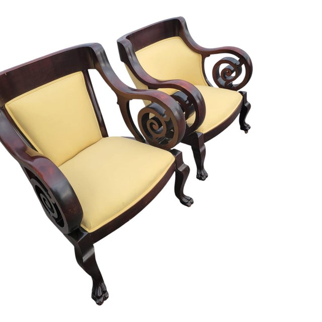 19th Century Walnut Empire Bedroom Chair Claw Feet-Newly Upholstered & Restored For Sale - Image 15 of 16