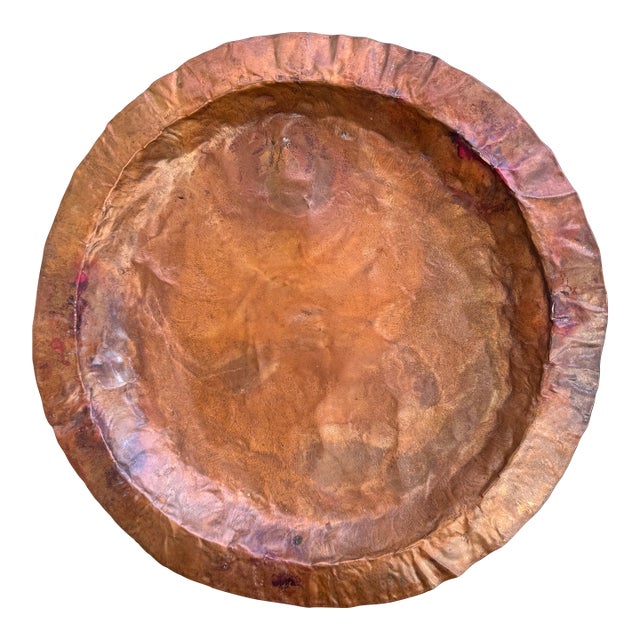 Vintage Hand-Hammered Copper Wall Plate Decorative Tray — Arts & Crafts Style For Sale