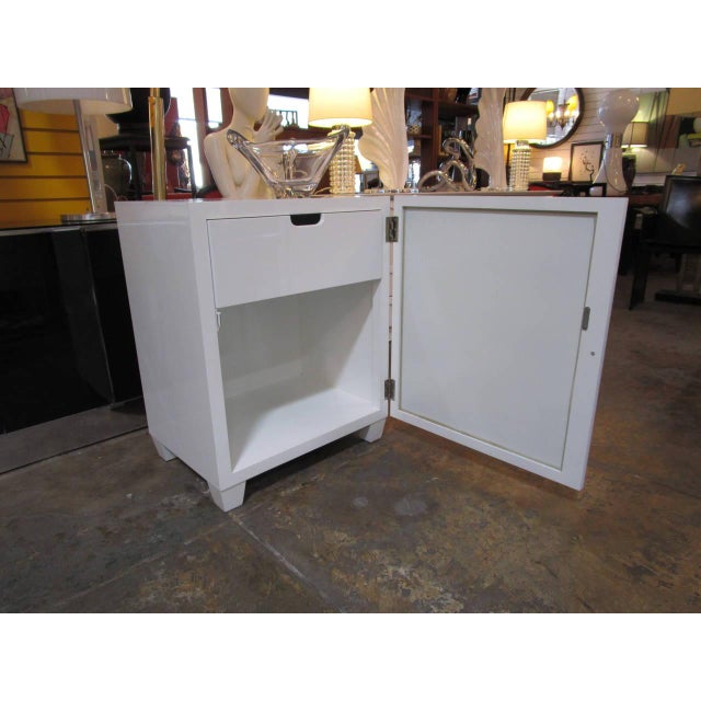 White Lacquer Mirrored End Tables Pair Chairish