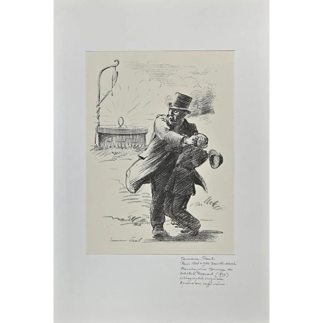 Hommage des artistes à Picquart is a Lithograph realized by Hermann Paul. Hand signed on the lower left corner....