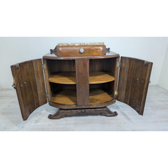 Art Nouveau Oak and Marble Cabinet, 1920s For Sale - Image 6 of 16