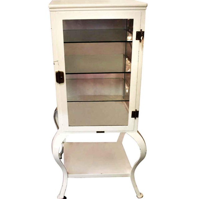 20th Century Traditional White Medical Cabinet With Three Glass