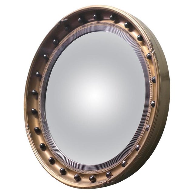Gilt and Lacquer Convex Wall Mirror, 1950 For Sale - Image 6 of 6