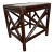 Vintage Chippendale Style Bamboo Wrapped Rattan Glass Top Accent Side Table, Dark Brown For Sale