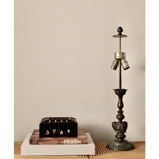 An elegant antique neoclassical table lamp, France , early 20th century, incorporating an earlier late 19th-century bronze...