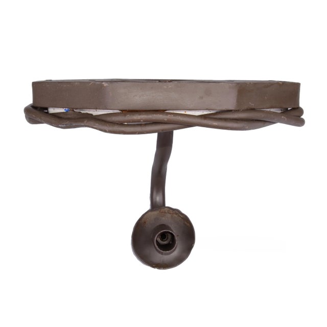 Mid 20th Century Wrought Iron & Terracotta Tile Wall Sconce For Sale - Image 5 of 8