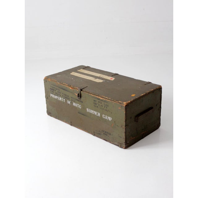 Early 20th Century Wwii Military Storage Wooden Crate Trunk For Sale - Image 5 of 16