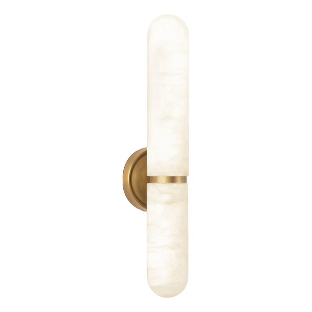 Regina Andrew Salon Alabaster Sconce Large, Natural Brass For Sale