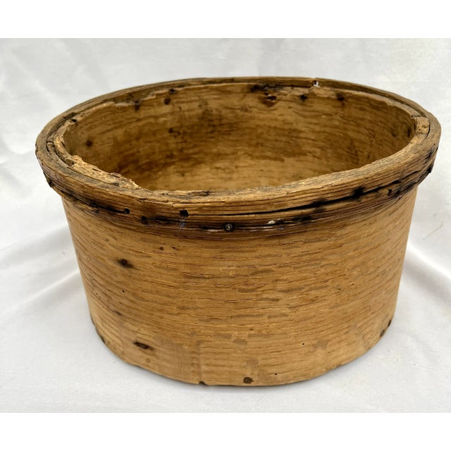 Wood Vintage Primitive Steam Bent Oak Dry Measure For Sale - Image 7 of 11