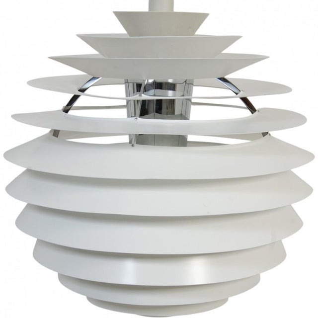 Poul Henningsen Louvre lamp with white metal shades. The lamp is from around the early 2000s and appears in good condition...