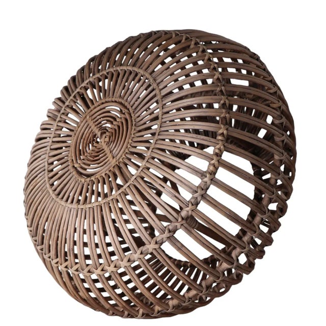 Stick Wicker Reed Ottoman Stool Footrest Pouf by Franco Albini For Sale In New York - Image 6 of 9