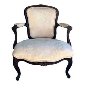Antique Louis XV Style Walnut Upholstered Armchair, 19th Century