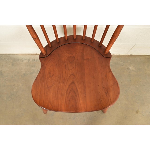 Wood L. & J. G. Stickley American Colonial Solid Cherry Wood Spindle Back Windsor Side Chairs or Dining Chairs, Pair For Sale - Image 7 of 16
