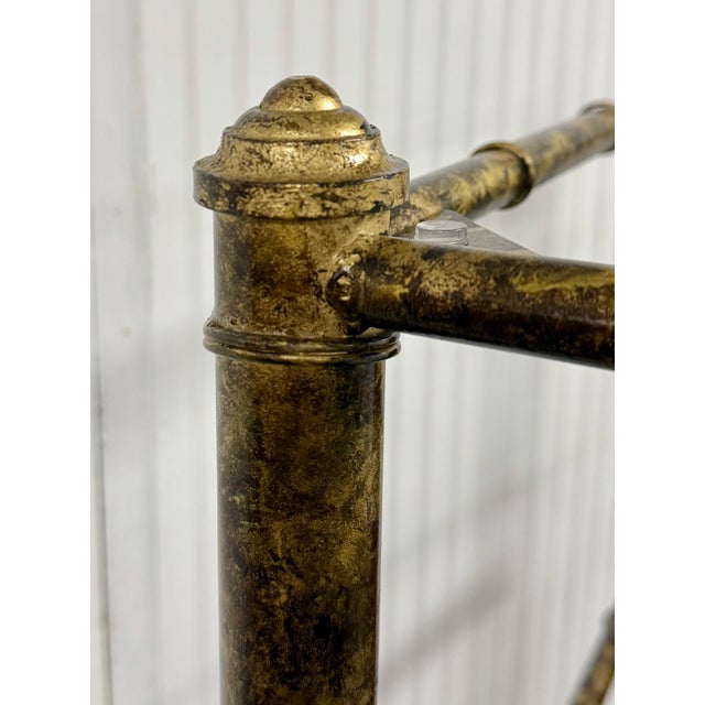 Mid 20th Century Stunning Pair of Vintage Mid-Century Tole Faux Bamboo Bookcase Etergeres in a Faux Tortoise Shell Finish - Newly Painted For Sale - Image 5 of 12