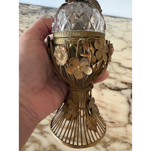 Vintage Crystal and Gilt Bronze Hollywood Regency Table Lighter For Sale - Image 11 of 12