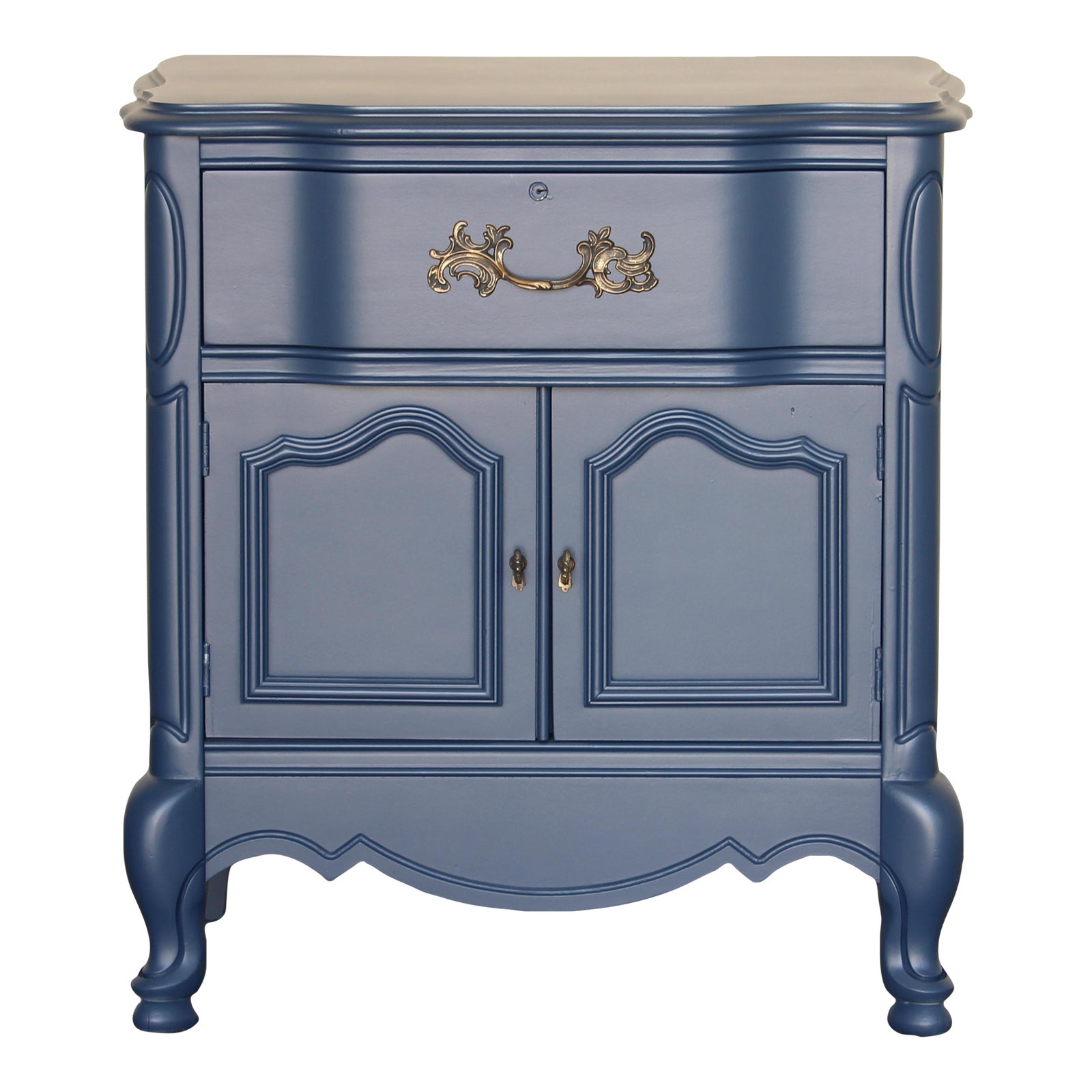 Vintage French Style Blue Nightstand | Chairish