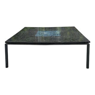 Ercole Home Large, Square Art Glass Mosaic Dining Table With Iron Base, Nyc For Sale