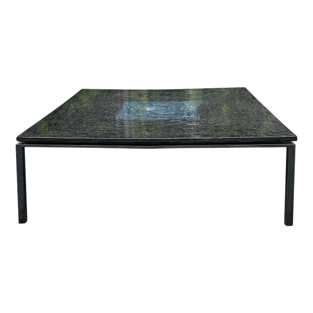 Ercole Home Large, Square Art Glass Mosaic Dining Table With Iron Base, Nyc For Sale