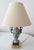 Late 20th Century Exquisite Blue, Yellow, & White Floral & Striped Porcelain/Ceramic Urn/Vase Style Solid Brass Base & Upper Lamp Excellent Condition. For Sale - Image 10 of 14