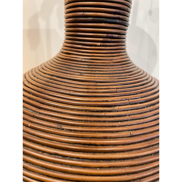 Contemporary Vintage Oversized Pencil Reed Bamboo Table Lamp For Sale - Image 3 of 17