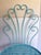 French Vintage Aqua Wrought Iron Vanity Chair With Shell-Shaped Scroll Back & Cushion For Sale - Image 3 of 12