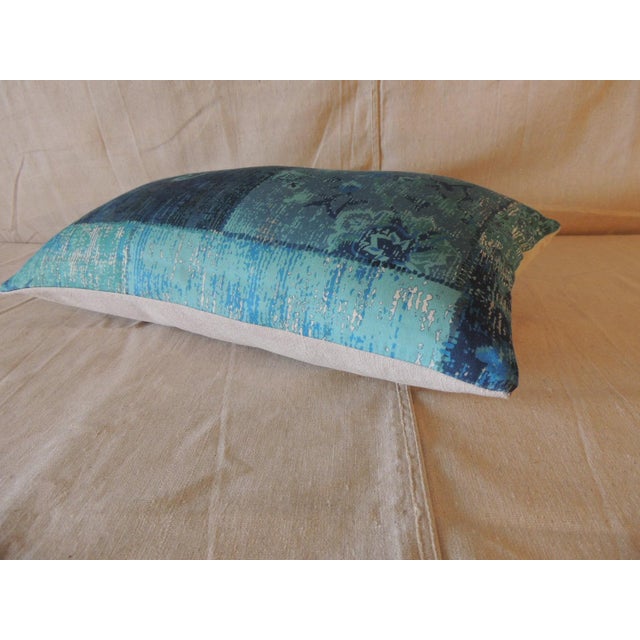 Blue Printed Floral Lumbar Decorative Pillow From Portugal For Sale - Image 4 of 4