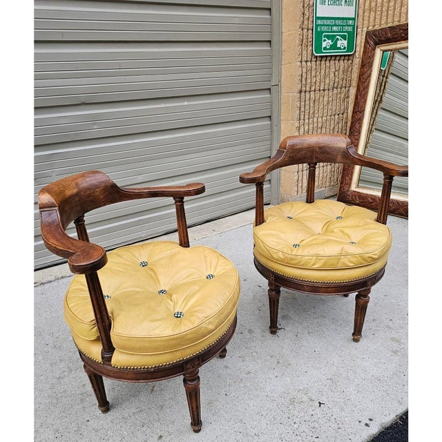 Antique Pair of French Louis XVI Style Swivel Desk Chairs For Sale - Image 10 of 11